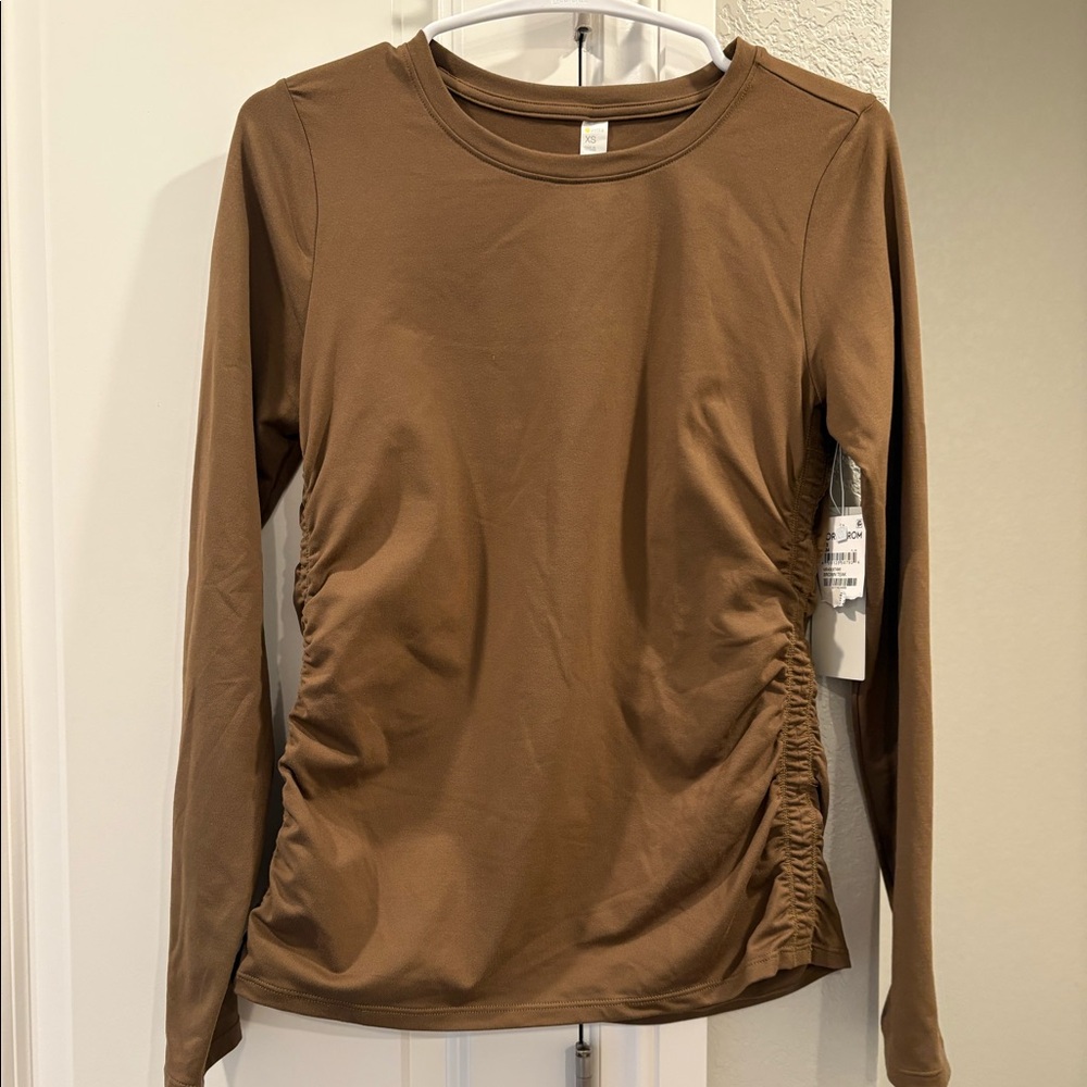 Zella brown long sleeve ruched size athletic shirt